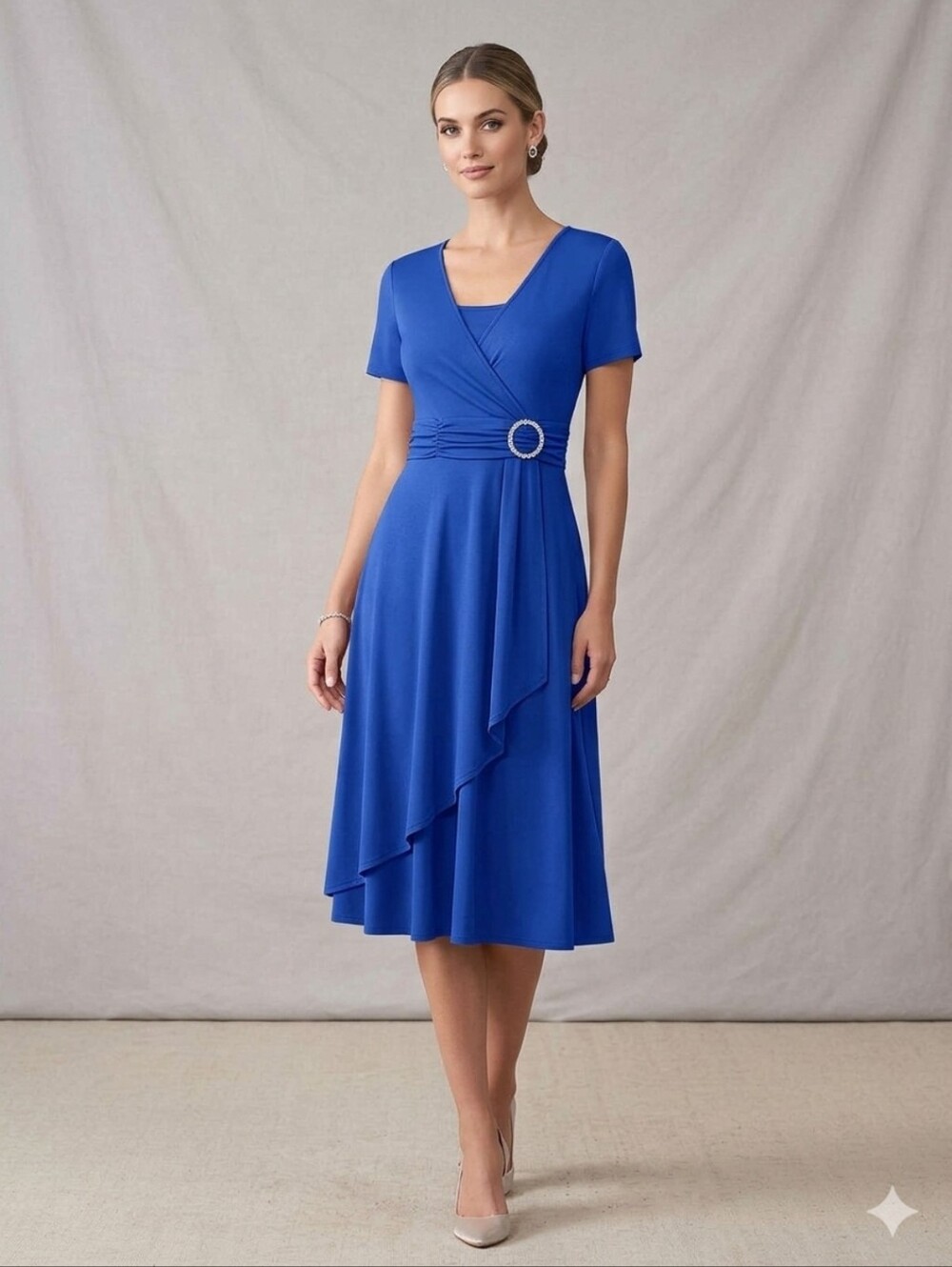 Elegant Blue Wrap Dress